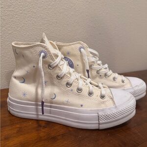 Converse white and Purple Platform Shoes High-Top - 8.5